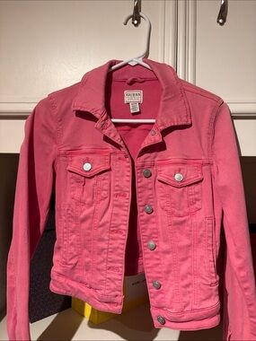 GUESS Vibrant Pink Denim Jacket - Women's Trucker Style